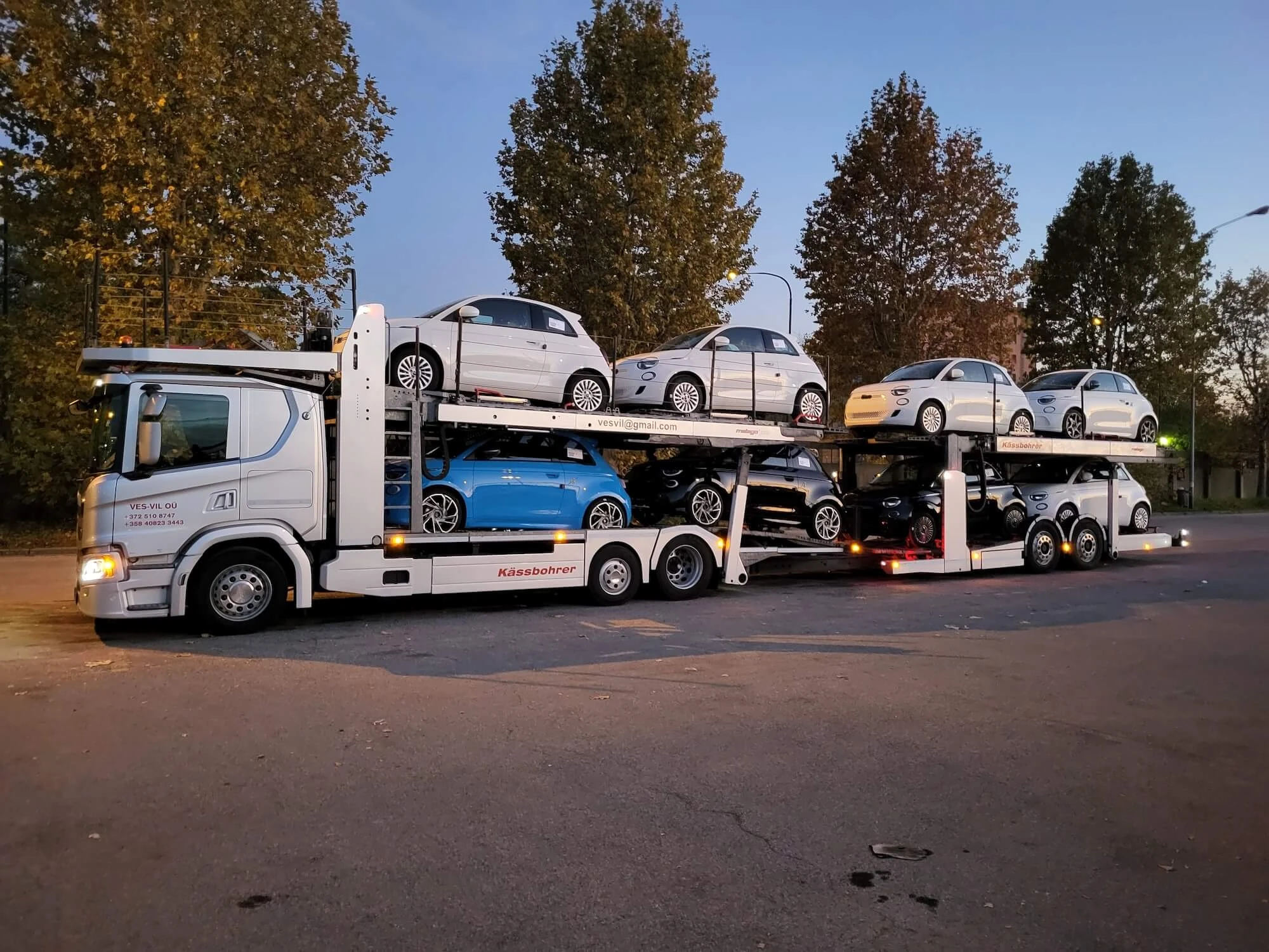 Fiat vehicles transported in europe on a truck